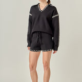 Stitch Detail Knit Shorts