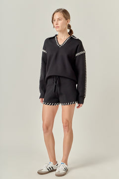 Stitch Detail Knit Shorts