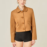 Faux Suede Big Button Jacket