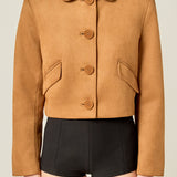 Faux Suede Big Button Jacket
