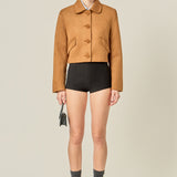 Faux Suede Big Button Jacket