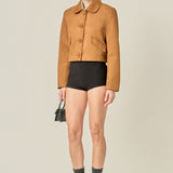 Faux Suede Big Button Jacket