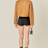 Faux Suede Big Button Jacket