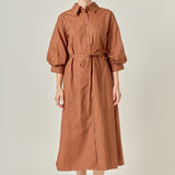 Flared Shirt Midi Dress