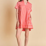 Striped Jacquard Mini Shirt Dress