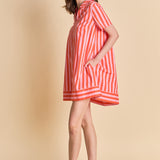 Striped Jacquard Mini Shirt Dress