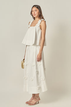 3D Flower Midi Skirt