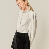 Scalloped Lace Detail Shirt Blouse