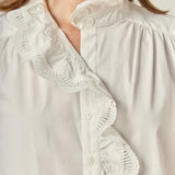 Scalloped Lace Detail Shirt Blouse