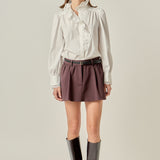 Scalloped Lace Detail Shirt Blouse