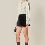 Scalloped Lace Detail Shirt Blouse