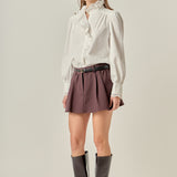 Scalloped Lace Detail Shirt Blouse
