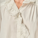 Scalloped Lace Detail Shirt Blouse