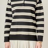 Stripe Polo Mixed Media Mini Dress