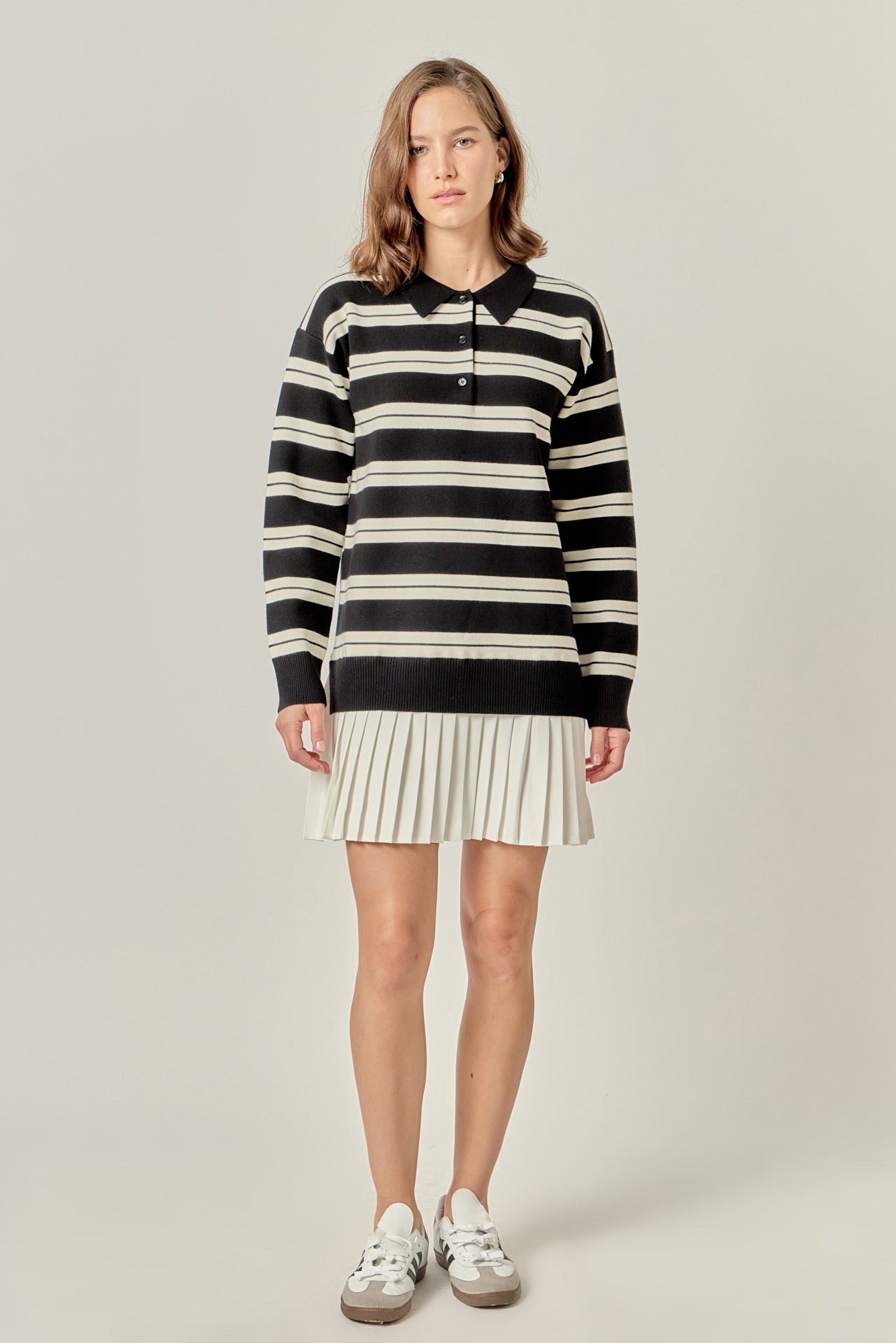 black and white striped mini dress English Factory