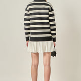 Stripe Polo Mixed Media Mini Dress