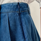 Pleated Denim Skort
