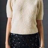 Boucle Puff Sleeve Knit Top