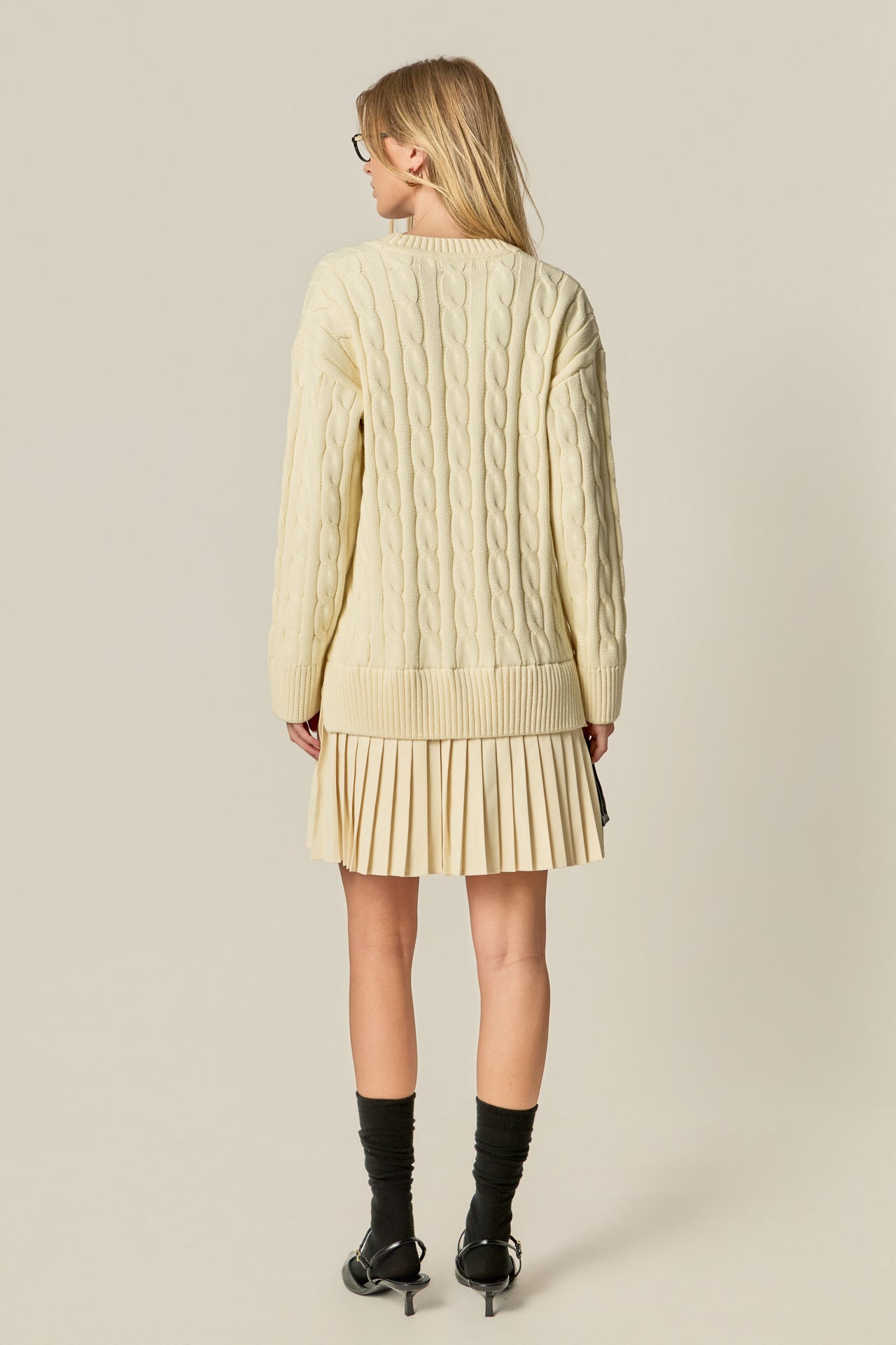 Cable Knit Pleated Mini Dress – English Factory