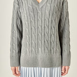 Cable Knit Pleated Mini Dress