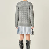 Cable Knit Pleated Mini Dress