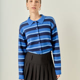 Striped Collar Shirt Cardigan