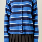 Striped Collar Shirt Cardigan