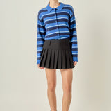 Striped Collar Shirt Cardigan