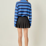 Striped Collar Shirt Cardigan