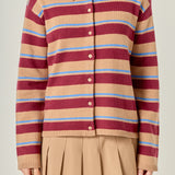 Striped Collar Shirt Cardigan