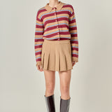 Striped Collar Shirt Cardigan