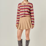 Striped Collar Shirt Cardigan