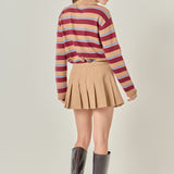 Striped Collar Shirt Cardigan