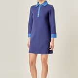 Mixed Media Knit Dress with Denim