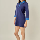 Mixed Media Knit Dress with Denim