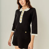 Serena Contrast Collar Knit Mini Dress