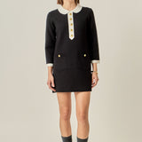 Serena Contrast Collar Knit Mini Dress