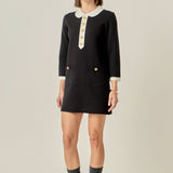 Serena Contrast Collar Knit Mini Dress
