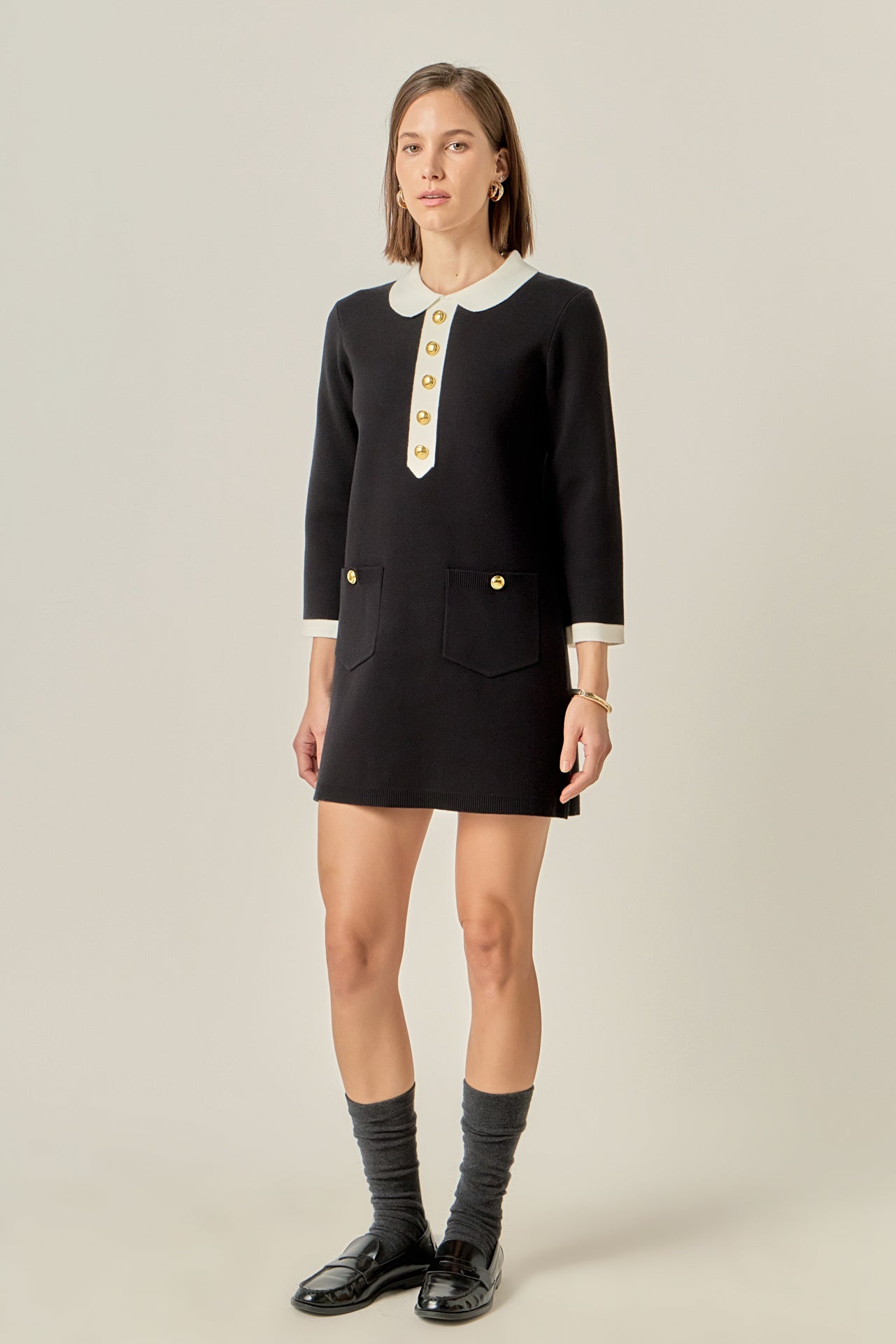 collared knit mini dress Collared Knit Mini Dress