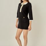 Serena Contrast Collar Knit Mini Dress