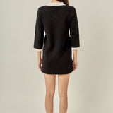 Serena Contrast Collar Knit Mini Dress