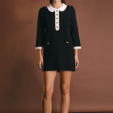 Serena Contrast Collar Knit Mini Dress