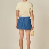Short Sleeve Knit Top with Bow Detail