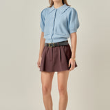 Ruffled Collar Knit Cardigan