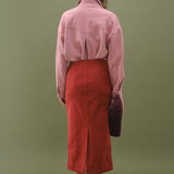 Faux Suede Midi Skirt