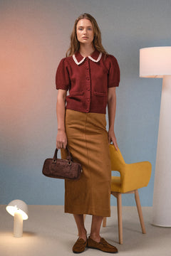 Faux Suede Midi Skirt