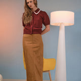 Faux Suede Midi Skirt
