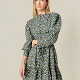 Floral Print Pintuck Smock Mini Dress