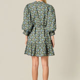Floral Print Pintuck Smock Mini Dress