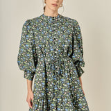 Floral Print Pintuck Smock Mini Dress